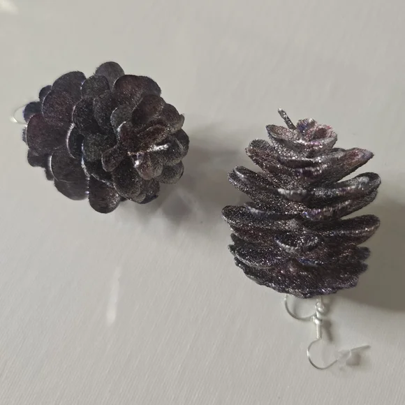 HANDCRAFTED Pinecorn Pierced Earrings HANDPAINTED Holiday Jewelry Accessories - Picture 10 of 15